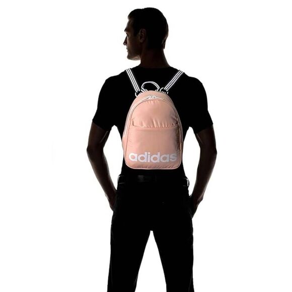 Adidas Mini Backpack Light Pink Glow White Logo Travel Bag NEW - Picture 3 of 8